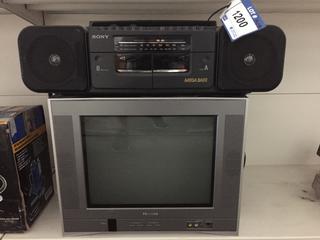 Sony Radio/Cassette Player & 21" Toshiba TV.
