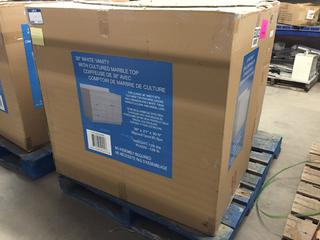 Charlette White Vanity, 36" x 21" x 30.5" w/ Cultured Marble Top - Damaged.