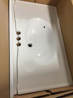 Charlette White Vanity, 36" x 18" x 30.5" w/ Cultured Marble Top - Damaged.