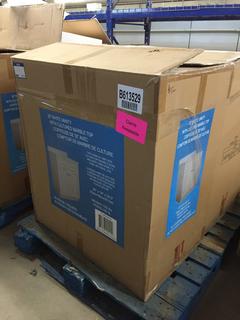 Charlette White Vanity, 36" x 18" x 30.5" w/ Cultured Marble Top - Damaged.