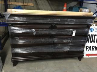 Home Meridian Eight Drawer Dresser w/ Mirror, 64" x 19" x 42 1/2".