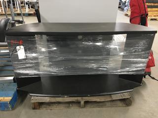 Black TV Stand w/ Glass Shelving, 54 1/2" x 18" x 25".