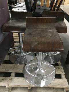 (3) Wooden Height Adjustable Bar Stools.