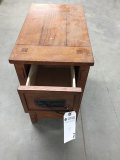 Decorative Wooden Side Table w/ Drawer, 13" x 22" x 23".