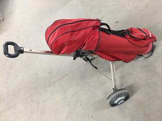 Complete Set of Right Hand Precision II Golf Clubs in Hogan Golf Bag w/ Foldable Push/Pull Golf Cart.