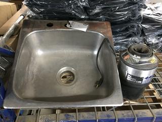 Stainless Steel Sink, 20 1/4" x 19" w/ In-Sink Erator 444 w/ Power Cord.