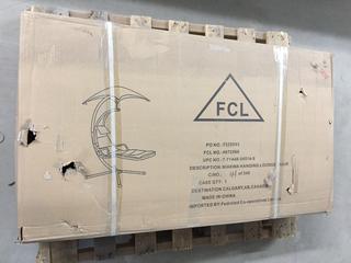 Naikwa Hanging Lounge Chair, Black Metal Tubing w/ Red Cushion.