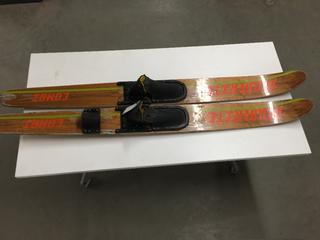 Vintage Set of Aqua-Rite Combi Wooden 66" Slalom Water-skis.