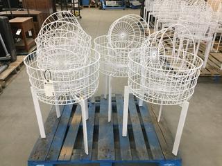 (4) Large White Round 20"D Wire Baskets w/ (8) Small White Round 15"D Wire Baskets on (4) White Metal 20"H Stand. Total Height w/ Basket 30".