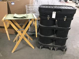 Rolling Display Case 10' Wide for Pop-Up w/ Directors Chair.