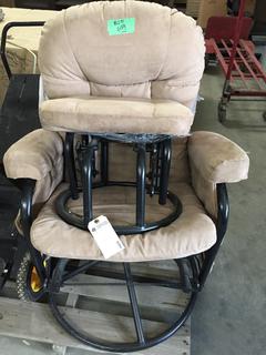 Tan Swivel Rocker w/ Matching Ottoman, Microsuede.