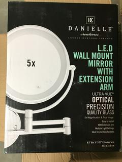 Danielle Creations (4) LED Wall Mount Mirror w/ Extension Arm, 8.5"D x 13.25" Extension Arm.