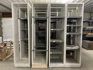 (4) Retail Shelves, Approximately 8'H x 2'W.