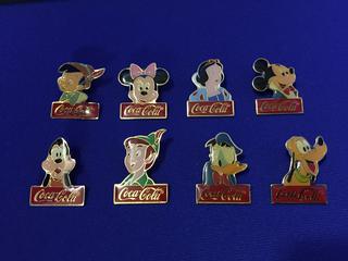 (8) 80's Coca-Cola Disney Lapel Pins.