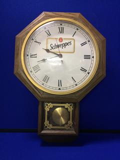 70's Schweppes 20" Pendulum Wall Clock.