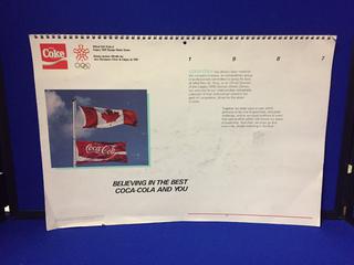 1987 Coca-Cola Calgary 1988 Olympics 12-Month Calendar 12-1/2" x 18-1/2".
