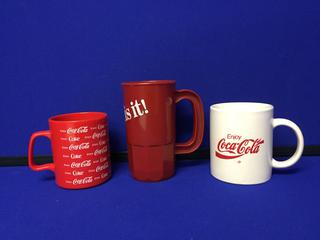 (3) Coca-Cola Ceramic & Plastic Mugs.