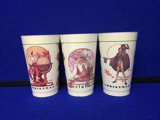 (3) Coca-Cola Christmas Norman Rockwell Plastic Cups.