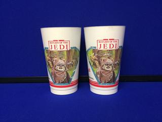 (2) 80's Coca-Cola/7-11 "Return of the Jedi" Plastic Cups.