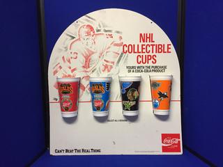 Coca-Cola "Can't Beat The Real Thing "NHL Hockey Collectible Cups Display Card & Cups.
