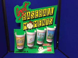 Coca Cola "Great Baseball Moments" Display Card And Cups 80's.
