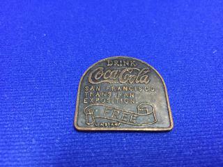Coca-Cola Early 1900'S "San Francisco Pan Exposition" Free Token.