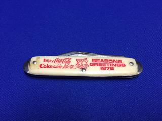 Coca-Cola 3" 2-Blade Pocket Knife 1978 Made In USA.