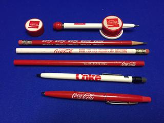 Coca-Cola Vintage Pen & Pencils With Pencil Sharpener 60's-80's. 