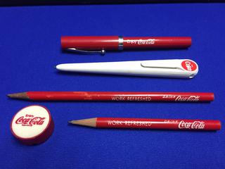 Coca-Cola Vintage Pen & Pencils With Pencil Sharpener 60's-80's. 