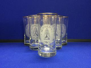 (6) Schweppes 1983 200th Anniversary Glass Tumblers With Gold Trim.