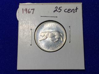 1967 Canadian Silver 25 Cent.