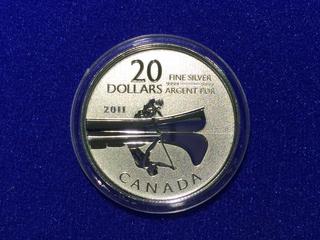 2011 $20 Silver Coin - Canoe.