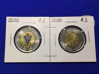 2020 Coloured And Non-Coloured Twoonie - 75th Anniversary Of The End Of WWII.