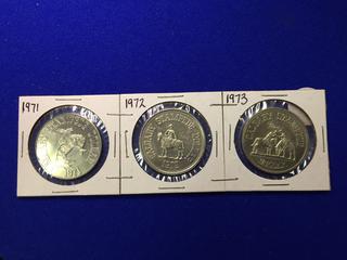 Set Of Calgary Stampede Dollars. 1971, 1972, 1973.