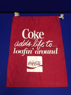 1970 Coca Cola Light Canvas Beach Bag Red "Coke Adds Life To Lofin Around".