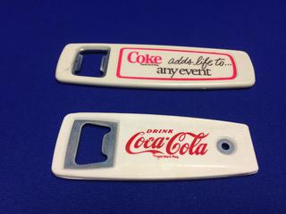 (2) Coca-Cola White Handle Bottle Openers 70's.