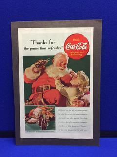 Coca-Cola 30's Santa Paper Ad.