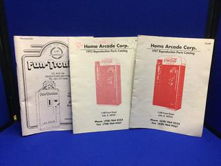 1996 Fun-Tronics Inc. Coca-Cola Decal And Vending Parts Order Book, 1993 & 1997 Home Arcade Corp. Reproduction Parts Order Book.