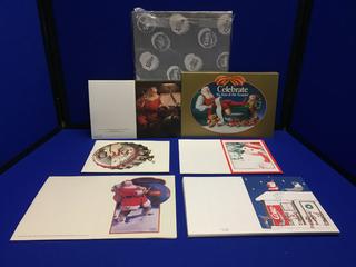 Coca-Cola Gift Wrap & 50 Assorted Season Greeting Cards Of 6 Styles.