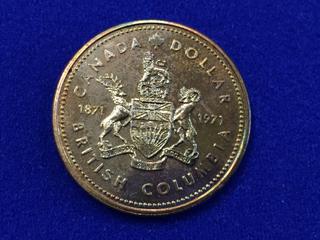 1971 Proof Canadian Silver Dollar - British Columbia Centennial.