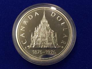 1976 Proof Canadian Silver Dollar - Library Of The Parliament.