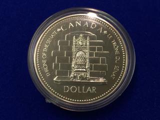 1977 Proof Canadian Silver Dollar - Throne Of The Senate.