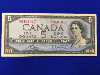 1954 Canada Five Dollar Bank Note. S/N: U/X 8431817.