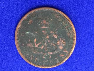 1854 Bank Of Upper Canada One Penny.