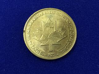 1977 Calgary Stampede Souvenir Dollar.