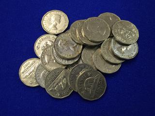 Canadian Five Cent Coins - Various Years.