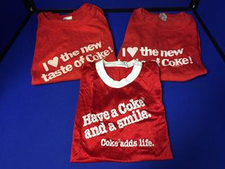 (3) Coca-Cola Red T-Shirts (1) Small, (1) Large, (1) XL.