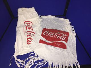 Coca-Cola White Beach Shorts Large & White T-Shirt XL (Mexico).