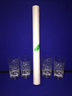 Set Of (4) Coca-Cola 1992 "Salute To The Customer" Glasses And Poster.