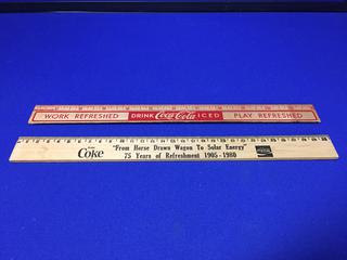 (2) Wooden Vintage Coca-Cola Rulers 60's-70's.